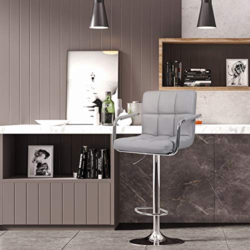 Songmics 2 x Barhocker mit Armlehnen Lehne grau - 2