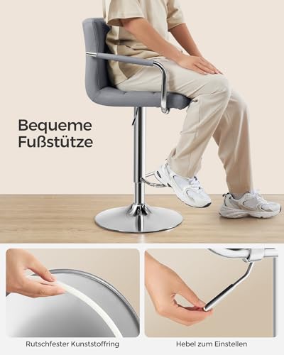 Songmics 2 x Barhocker mit Armlehnen Lehne grau - 9