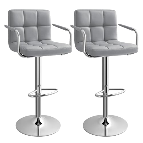 Songmics 2 x Barhocker mit Armlehnen Lehne grau - 10
