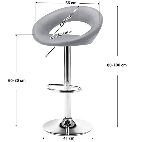 Songmics 2er-set Barhocker mit Armlehnen Höhenverstellbar Kunstleder - 7