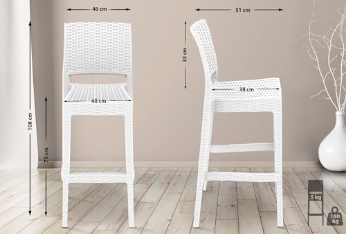 CLP Outdoor Barhocker JAMAICA Rattan Weiß - 3