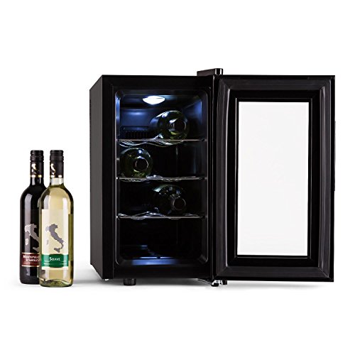 Klarstein Reserva Piccola Weinkühlschrank Getränkekühlschrank (25 Liter, 8 Flaschen, LED-Display, verspiegelte Glastür) schwarz - 3
