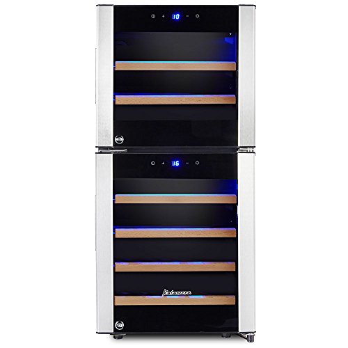 Kalamera KRC-33DZF Design Weinkühlschrank für bis zu 33 Flaschen (bis zu 310 mm Höhe),zwei Temperaturzonen ,5-18°C,(100 Liter, LED Bedienoberfläche, 2 Kühlzonen, Edelstahl)[Energieklasse B] - 2