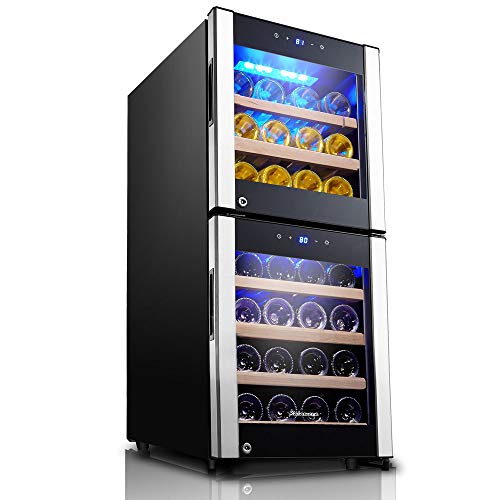 Kalamera KRC-33DZF Design Weinkühlschrank für bis zu 33 Flaschen (bis zu 310 mm Höhe),zwei Temperaturzonen ,5-18°C,(100 Liter, LED Bedienoberfläche, 2 Kühlzonen, Edelstahl)[Energieklasse B] - 9