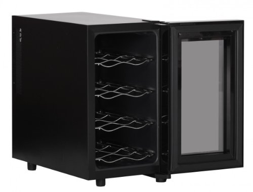 AMSTYLE Design Weinkühlschrank 23 Liter 8°C-18°C – 8 Flaschen Weinkühler schwarz EEK: ‚A‘ - 7