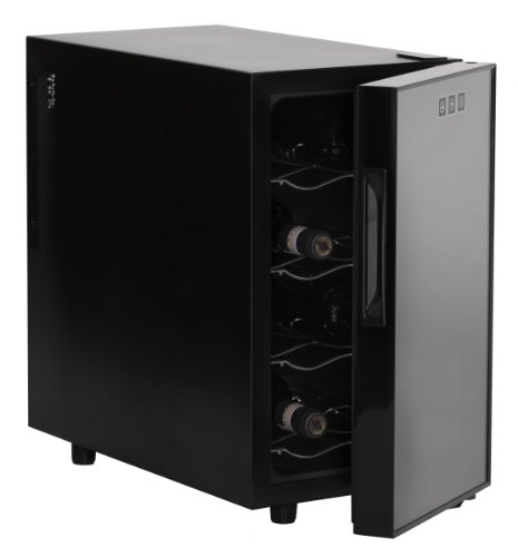 AMSTYLE Design Weinkühlschrank 23 Liter 8°C-18°C – 8 Flaschen Weinkühler schwarz EEK: ‚A‘ - 6