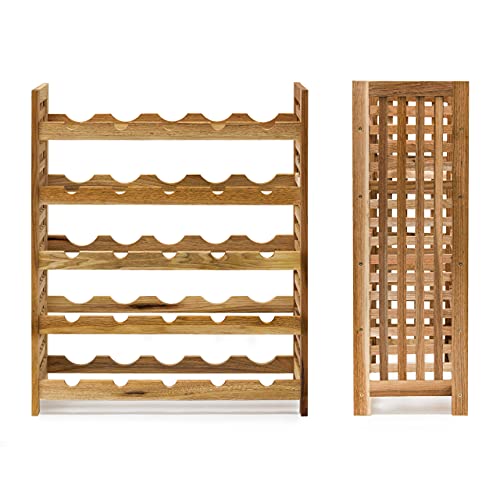 Relaxdays Weinregal Walnuss für 25 Flaschen HxBxT: 73 x 63 x 25 cm Flaschenregal Holz aus Walnussholz geölt mit 5 Etagen für je 5 Flaschen Weinflaschenregal, natur - 3