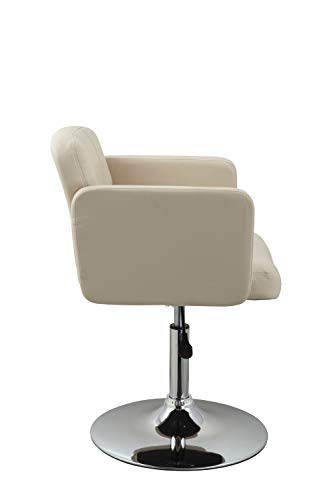 Clubsessel Sessel Kunstleder Creme Esszimmerstuhl Lounge Sessel höhenverstellbar drehbar Duhome 0493 - 3