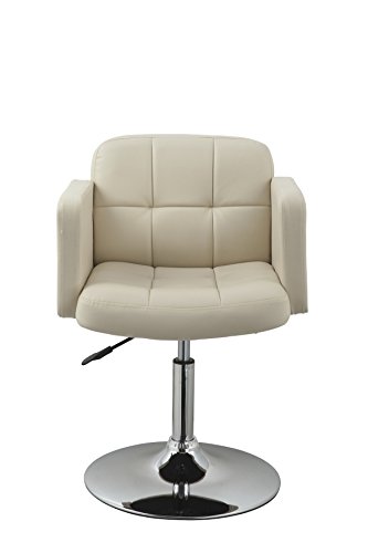 Clubsessel Sessel Kunstleder Creme Esszimmerstuhl Lounge Sessel höhenverstellbar drehbar Duhome 0493 - 6