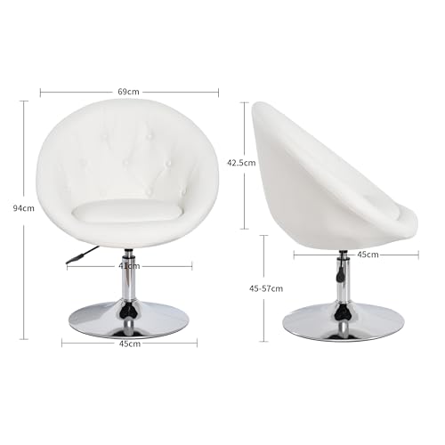 Sessel WEISS höhenverstellbar Kunstleder Clubsessel Coctailsessel Loungesessel - 3