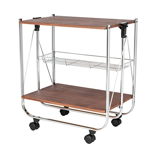 Wenko 713003100 Servierwagen Dinett Deluxe Walnuss Küchenwagen – Beistellwagen- zusammenklappbar - 3