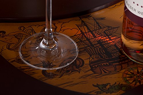 Riesiger Barwagen 33035, mit massiven Eukalyptusholz Säulen und einem Serviertisch beweglich durch Rollen, antike Weltkugel Globusbar, Bartisch, Hausbar, Barwagen, Weltkugel, Cocktailbar, Dekobar, Tischbar - 4