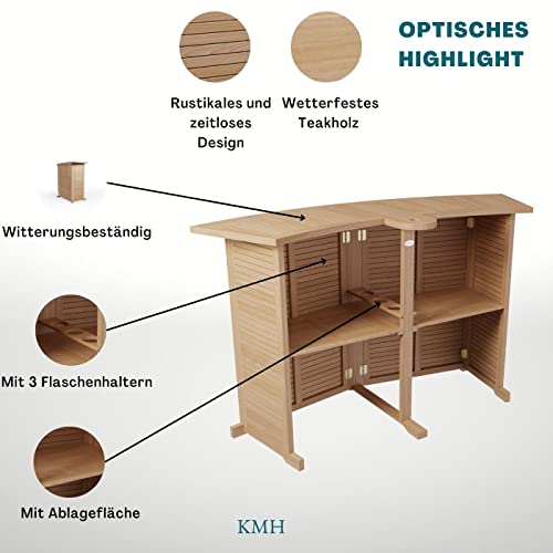 KMH® Gartenbar zusammenklappbar – ECHT TEAK - 2