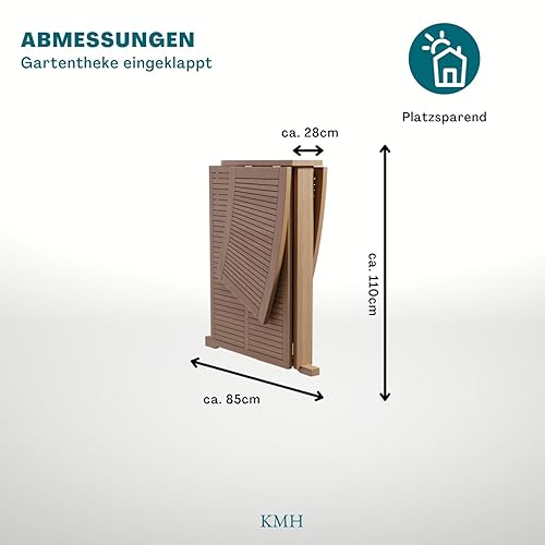 KMH® Gartenbar zusammenklappbar – ECHT TEAK - 5