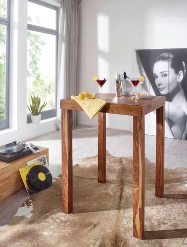 FineBuy Bartisch Massivholz Sheesham 80 x 80 x 110 cm Bistro-Tisch modern Landhaus-Stil Holz-Steh-Tisch quadratisch dunkel-braun Natur-Produkt Massiv-Holz-Möbel Hausbar Esstisch Echt-Holz unbehandelt - 4