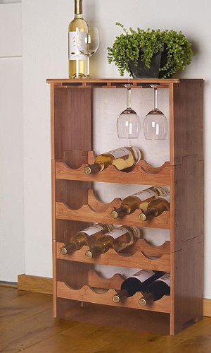 Weinregal Bambusregal für 16 Flaschen und 12 Gläser - 2