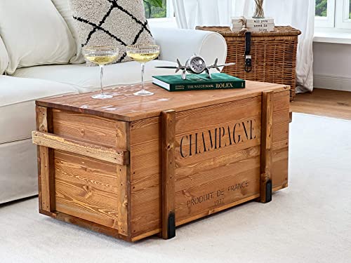 Uncle Joe´s Truhe Couchtisch Holzkiste Champagne – vintage – shabby chic - 2