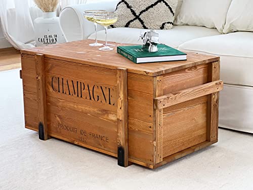 Uncle Joe´s Truhe Couchtisch Holzkiste Champagne – vintage – shabby chic - 3