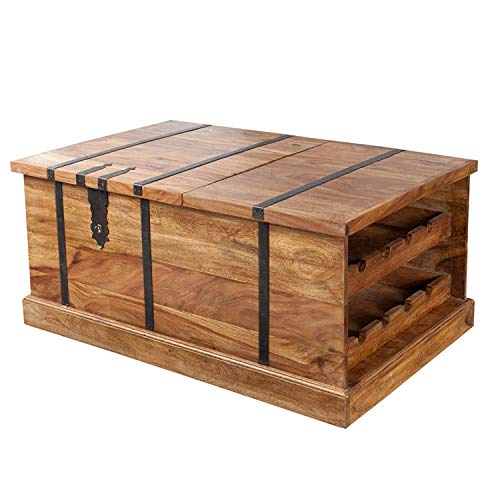 DuNord Design Couchtisch Hausbar BONAIRE 100cm Palisander Sheesham Massivholz Truhe Bar - 9