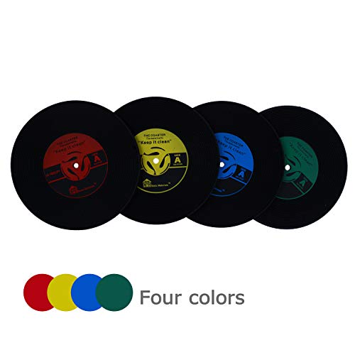 WOLFTEETH 4 x Vinyl Retro Schallplatten Untersetzer - 4