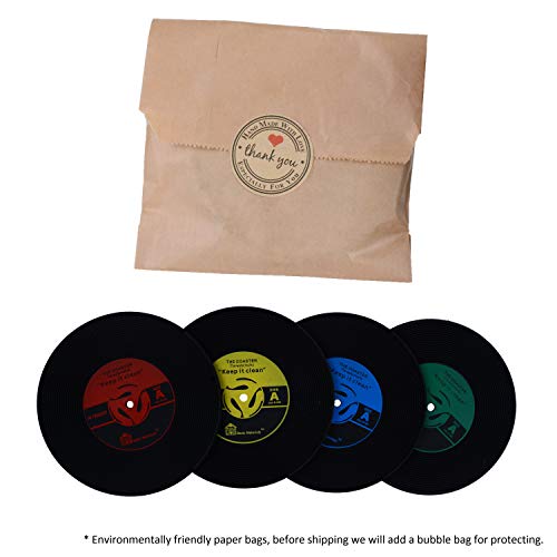 WOLFTEETH 4 x Vinyl Retro Schallplatten Untersetzer - 7