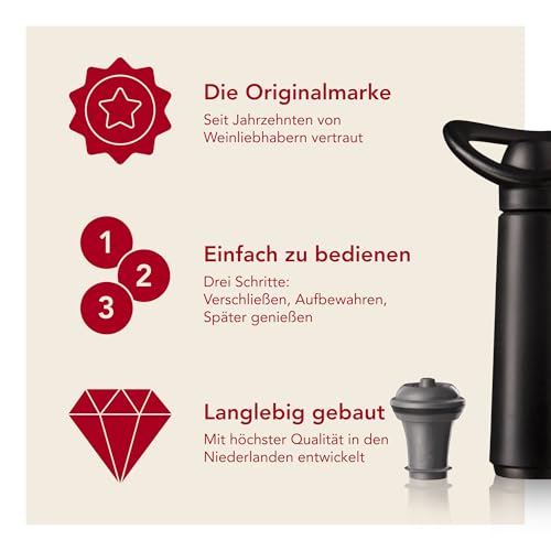 Vacu Vin 09874606 Weinpumpe Concerto mit 4 Stopfen - 3