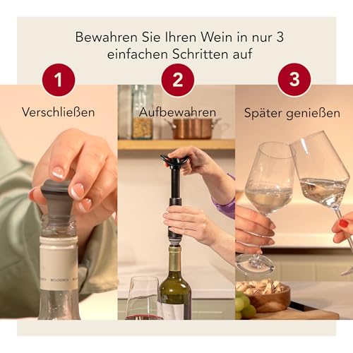 Vacu Vin 09874606 Weinpumpe Concerto mit 4 Stopfen - 7