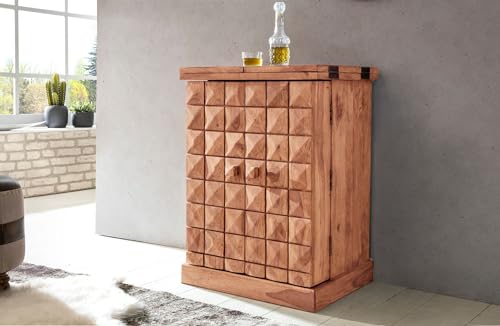 WOHNLING Hausbar Massivholz Akazie Weinbar ausklappbar Barschrank Landhausstil Barschrank - 6