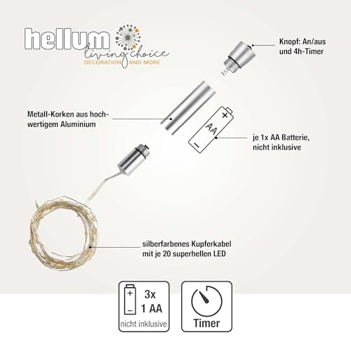 3er-Set LED-Flaschenlichterkette mit Metall-Korken - 2