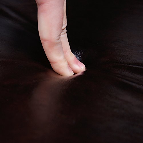 CCLIFE Chesterfield Sessel Loungesessel mit Hocker Clubsessel Cocktailsessel Ledersessel Braun/Weiss/Gold, Farbe:Braun + Hocker - 4