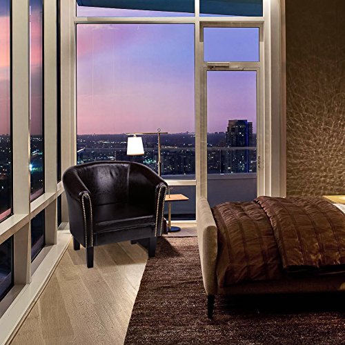 CCLIFE Chesterfield Sessel Loungesessel mit Hocker Clubsessel Cocktailsessel Ledersessel Braun/Weiss/Gold, Farbe:Braun + Hocker - 9