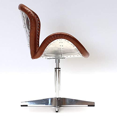 Phoenixarts Echtleder Vintage Cocktailsessel Braun Design Loft Drehsessel Clubsessel - 5