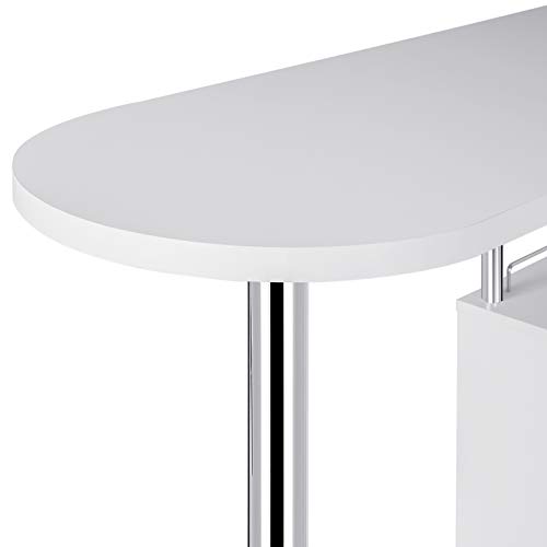 WOLTU Bartisch BT22ws Stehtisch Bistrotisch Bartheke Tresentisch, mit 3 Ablagefläche, mit Weinregale, Metall, MDF, Weiß, 113x40x105cm(BxTxH) - 6