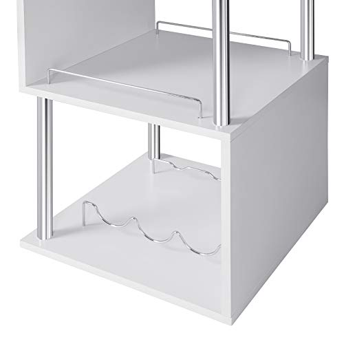 WOLTU Bartisch BT22ws Stehtisch Bistrotisch Bartheke Tresentisch, mit 3 Ablagefläche, mit Weinregale, Metall, MDF, Weiß, 113x40x105cm(BxTxH) - 8