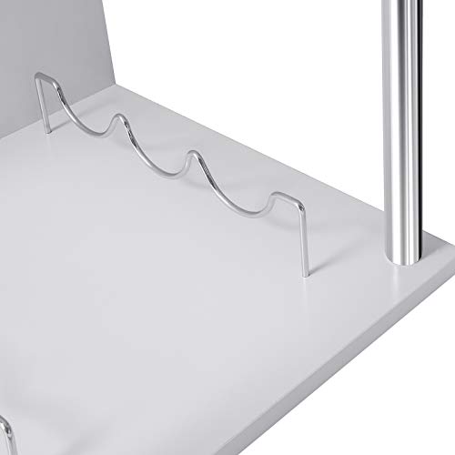 WOLTU Bartisch BT22ws Stehtisch Bistrotisch Bartheke Tresentisch, mit 3 Ablagefläche, mit Weinregale, Metall, MDF, Weiß, 113x40x105cm(BxTxH) - 9