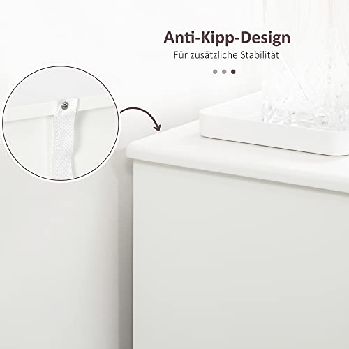 HOMCOM Weinschrank, Weinregal Aufbewahrungsschrank für 9 Flaschen Küchenschrank für Weinkeller Sideboard mit Kippsicherem Design Weiß 50 x 30 x 90 cm - 6