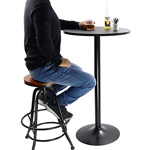 KKTONER Runder Bistrotisch Stehtisch mit Höhe von105cm, Bartisch Beistelltisch schwarz - 6