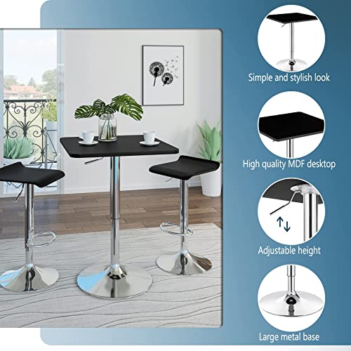 WOLTU Stehtisch Bartisch Bistrotisch, Partytisch, Design Tisch mit Trompetenfuß, drehbare Tischplatte aus robustem MDF, höhenverstellbar, Dekor, Schwarz BT03sz - 5