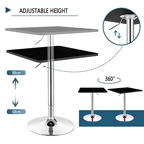 WOLTU Stehtisch Bartisch Bistrotisch, Partytisch, Design Tisch mit Trompetenfuß, drehbare Tischplatte aus robustem MDF, höhenverstellbar, Dekor, Schwarz BT03sz - 6