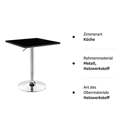 WOLTU Stehtisch Bartisch Bistrotisch, Partytisch, Design Tisch mit Trompetenfuß, drehbare Tischplatte aus robustem MDF, höhenverstellbar, Dekor, Schwarz BT03sz - 9