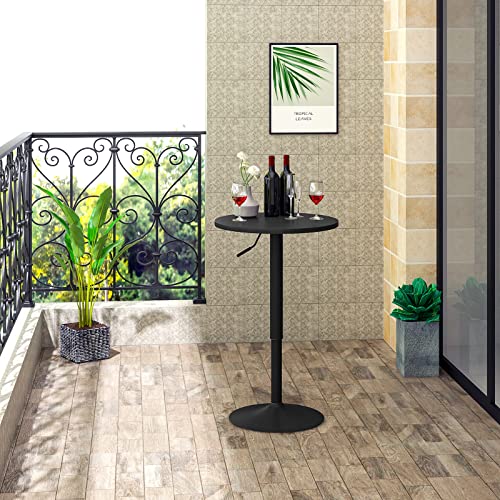 WOLTU Bartisch Stehtisch, höhenverstellbarer Tisch 69,5-91,5 cm, multifunktionaler Partytisch in Wohnzimmer Küche Balkon, Bistrotisch aus MDF Metall, Schwarz, BT35sz - 2