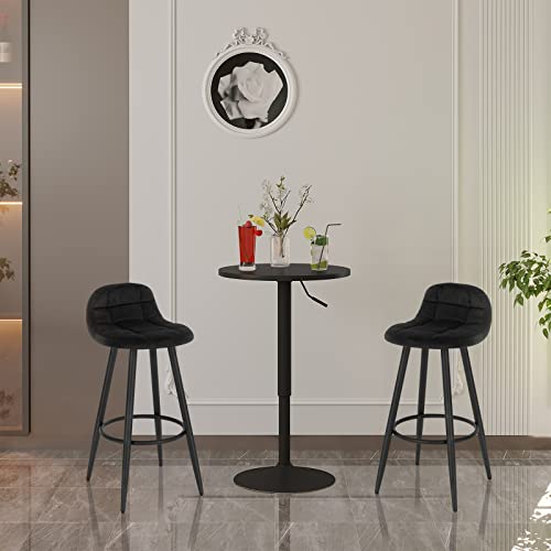 WOLTU Bartisch Stehtisch, höhenverstellbarer Tisch 69,5-91,5 cm, multifunktionaler Partytisch in Wohnzimmer Küche Balkon, Bistrotisch aus MDF Metall, Schwarz, BT35sz - 4