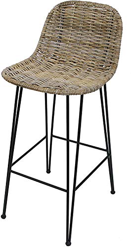 Dekoleidenschaft Rattan Barstuhl “Modern Life, Barhocker, Sitzhöhe 67 cm, Rattansessel - 2