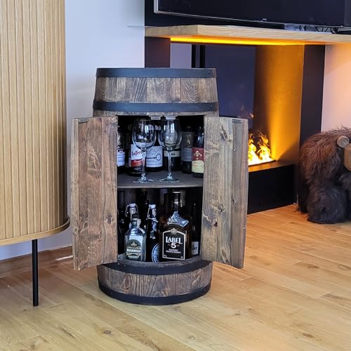 Fassbar mit 2 Türen Holzfass XL Weinfass – Handgemacht Flaschenregal Hausbar Vintage - 4