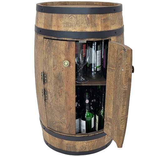 Fassbar mit 2 Türen Holzfass XL Weinfass – Handgemacht Flaschenregal Hausbar Vintage - 5