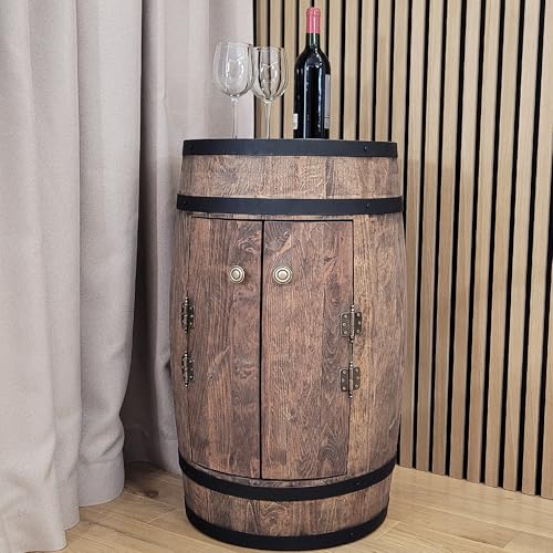 Fassbar mit 2 Türen Holzfass XL Weinfass – Handgemacht Flaschenregal Hausbar Vintage - 6
