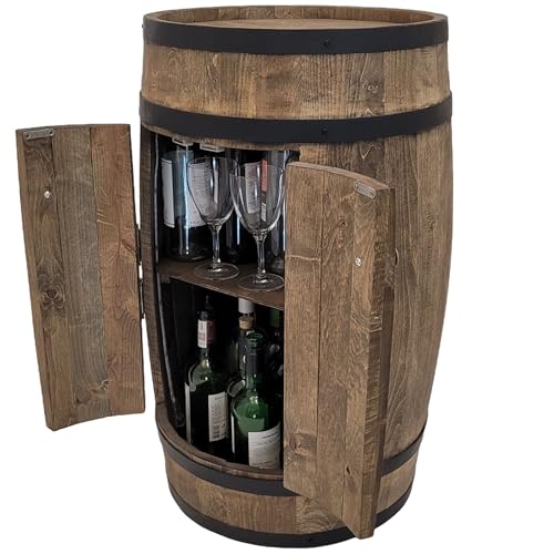 Fassbar mit 2 Türen Holzfass XL Weinfass – Handgemacht Flaschenregal Hausbar Vintage - 7