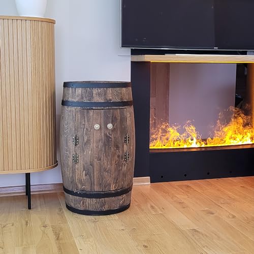 Fassbar mit 2 Türen Holzfass XL Weinfass – Handgemacht Flaschenregal Hausbar Vintage - 2