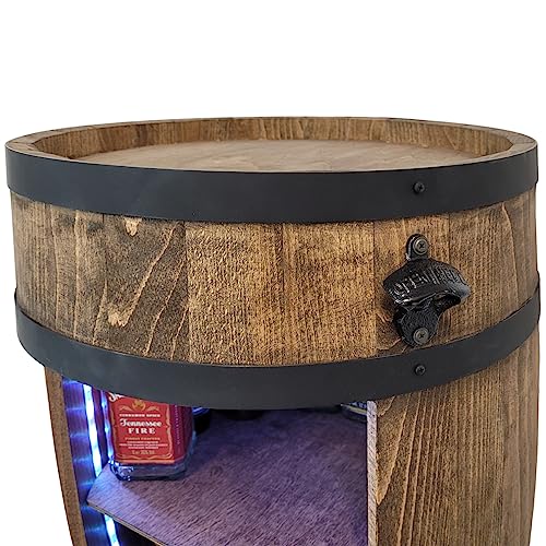 Holzfass mit Flaschenöffner und Weinregal. Fassbar 80cm - Rustikale deko Barschrank - Hausbar R.G.B. Weinrefal, Fassbier, Whisky Bar. Geschenk für Männer (Dunkelbraun/wenge) - 8