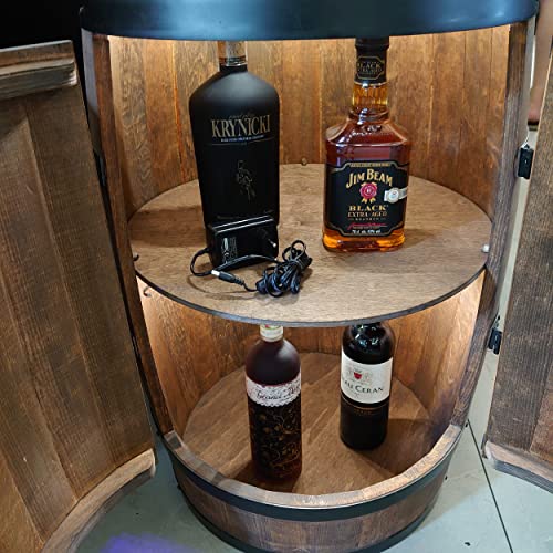 CREATIVE COOPER Weinregal Holz mit Tür mit LED - Alkoholschrank Flaschenregal Holz - Holzfass - Fassmöbel - Weinständer - Weinfass - Weinbar - Fass bar mit Tür - minibar 80 cm High (wenge) - 2